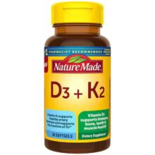 ویتامین د3 و کا2 نیچرمید 30 عددی Nature Made Vitamin D3 + K2 Softgels